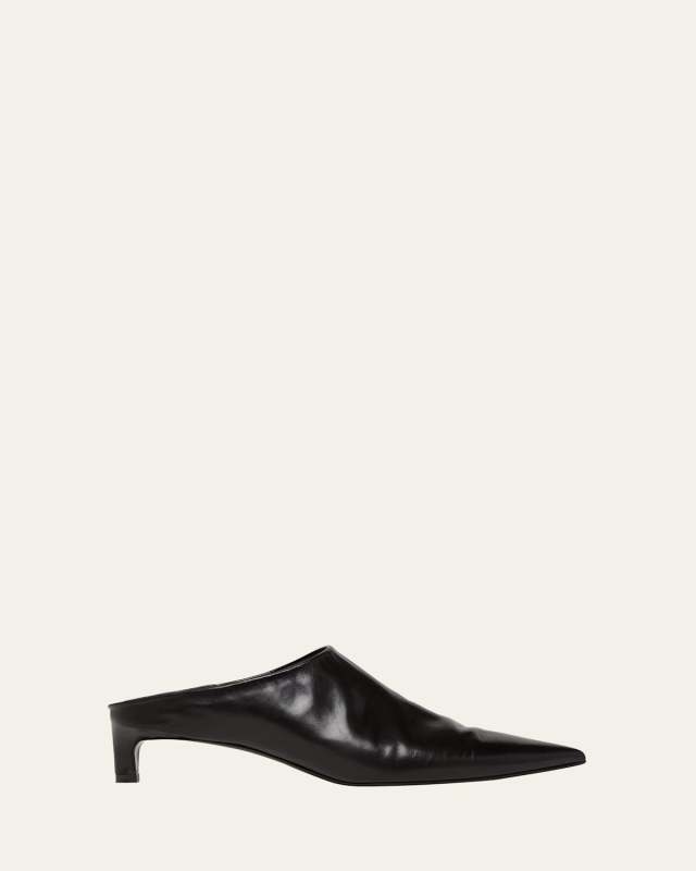 Leather Kitten Mule Pumps